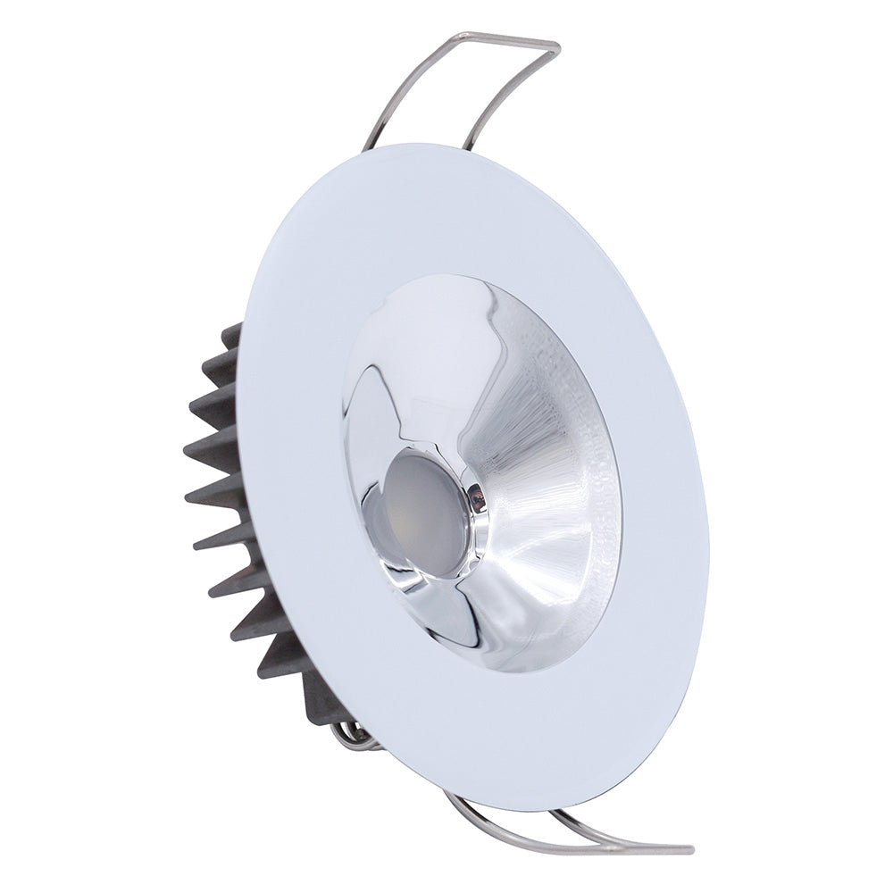 Lumitec Illusion Flush Mount LED Down Light Warm White Dimming White Housing Chrome Reflector 117139