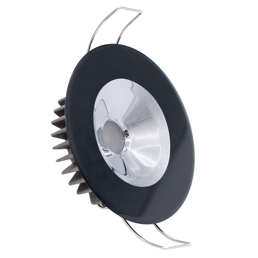 Lumitec Illusion Flush Mount LED Down Light Warm White Dimming Black Housing Chrome Reflector 117169