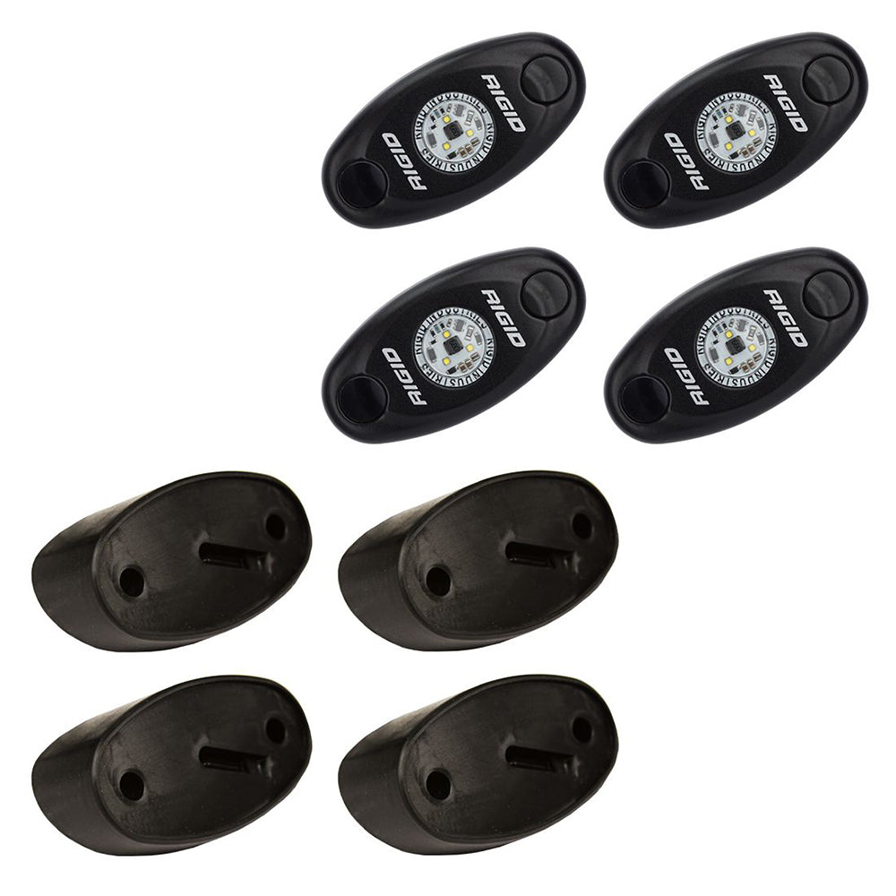 RIGID Industries ASeries Rock Light Kit 4 Cool White Lights Black 400203