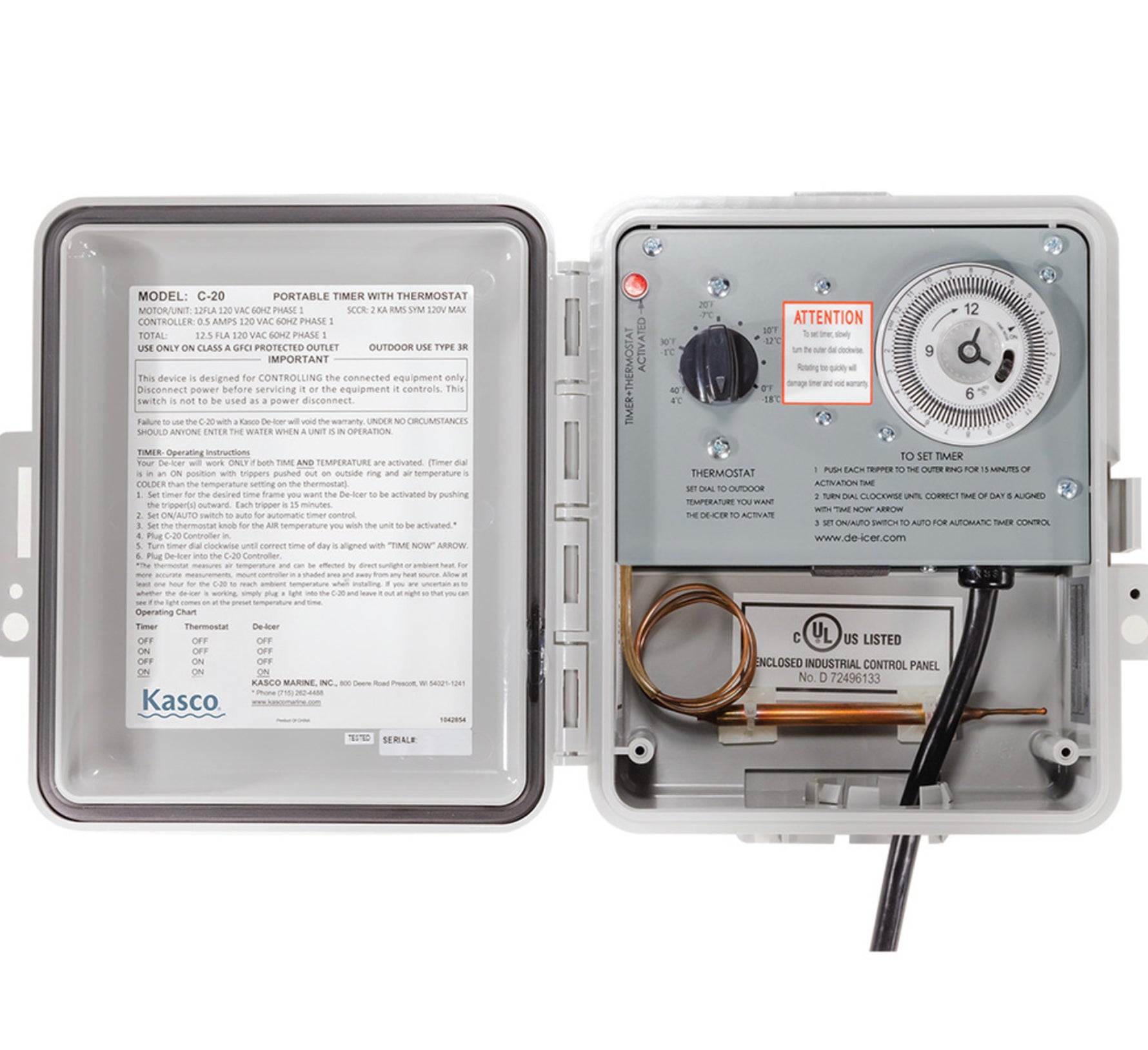 Kasco Marine: C-20 120volt, Time and  Temperature Control Panel for Deicer