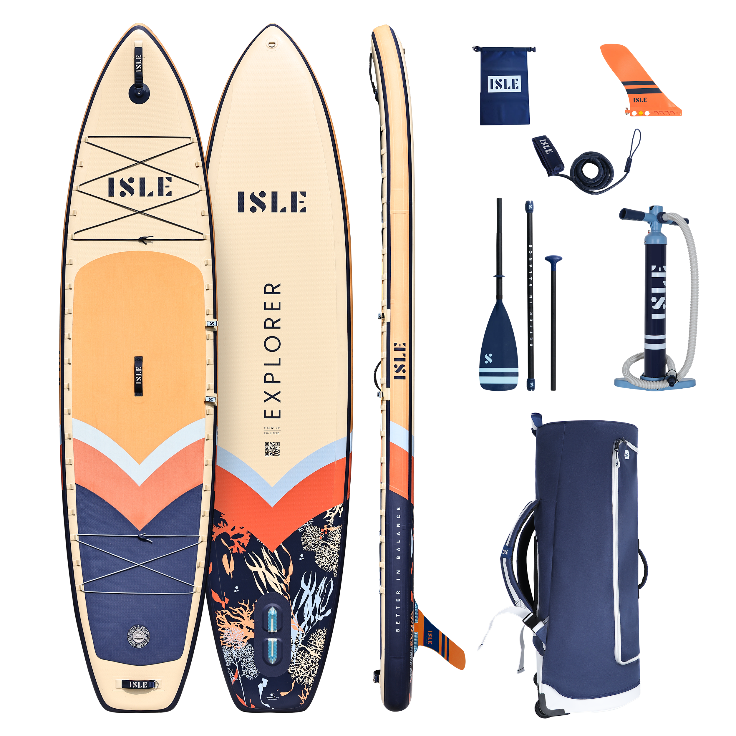 ISLE Explorer 3 Inflatable Paddle Board - SN-IC-CR-NV-PKG