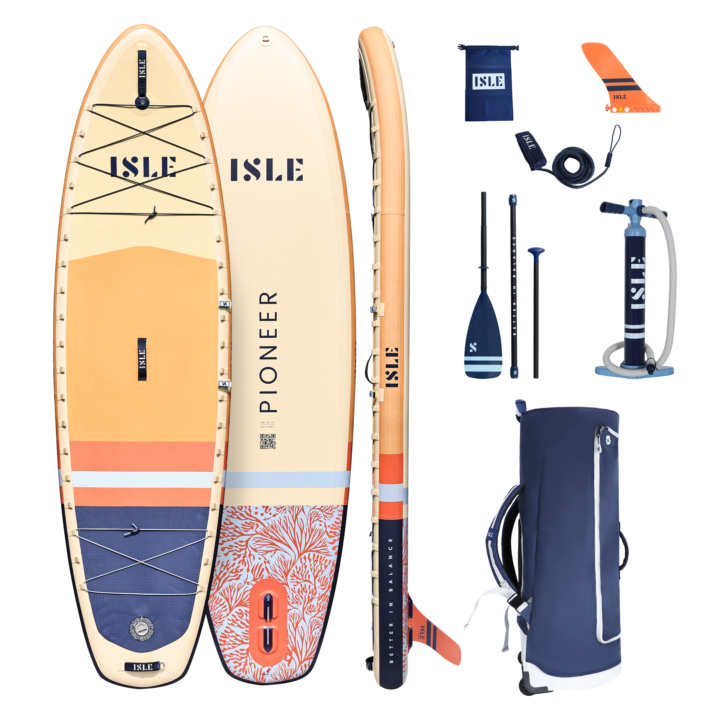 ISLE Pioneer 3 Inflatable Paddle Board - SN-IC-CR-NV-PKG