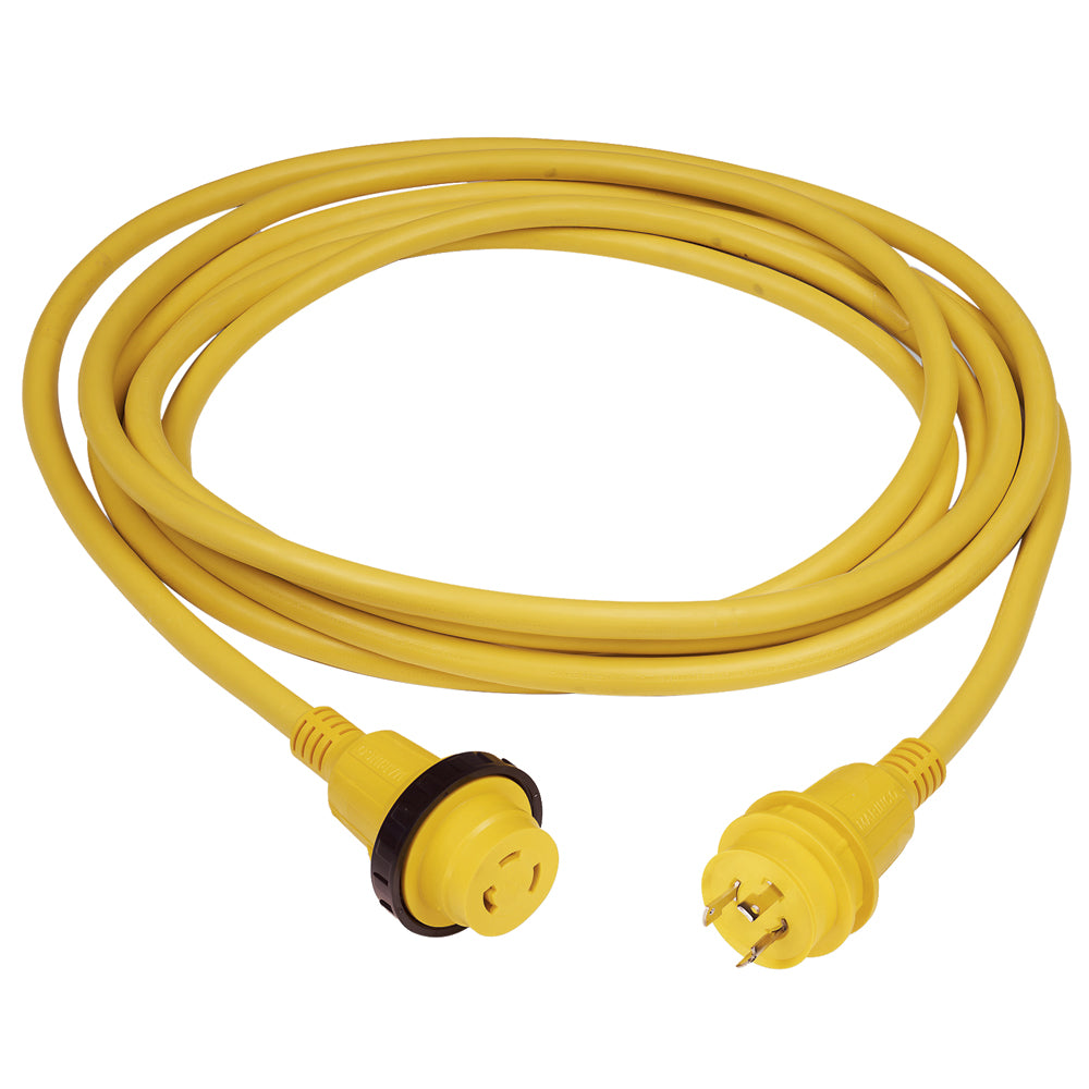 Marinco 30 Amp PowerCord PLUS Cordset wPowerOn LED  Yellow 50ft 199119