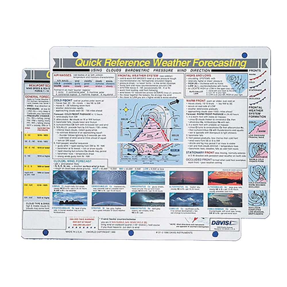 Davis Quick Reference Weather Forecasting Card 131