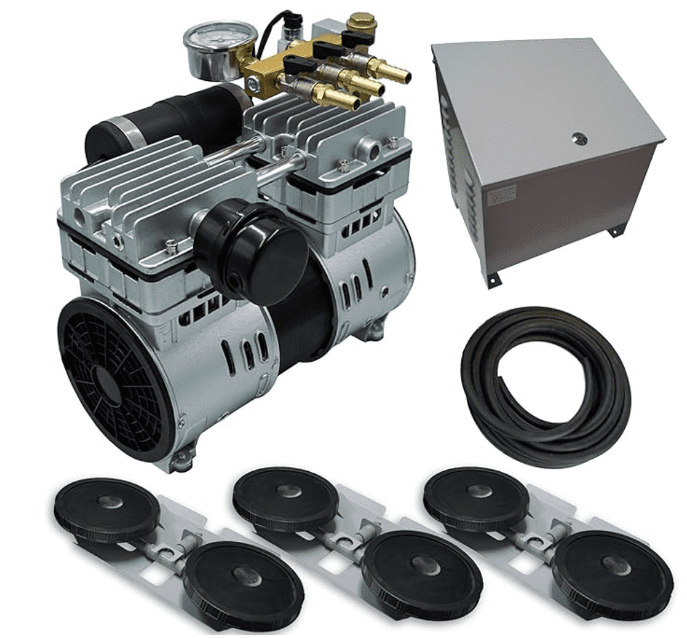 Anjon: Savio2 Aeration System 3 with Enclosures and 1HP Air Pump, Double Diffusers, 100' Weighted Tubing