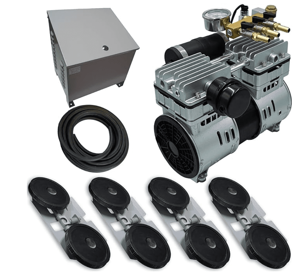 Anjon: Savio2 Aeration System 4 with Enclosures and (2) 1HP Air Pump, Double Diffusers, 100' Weighted Tubing
