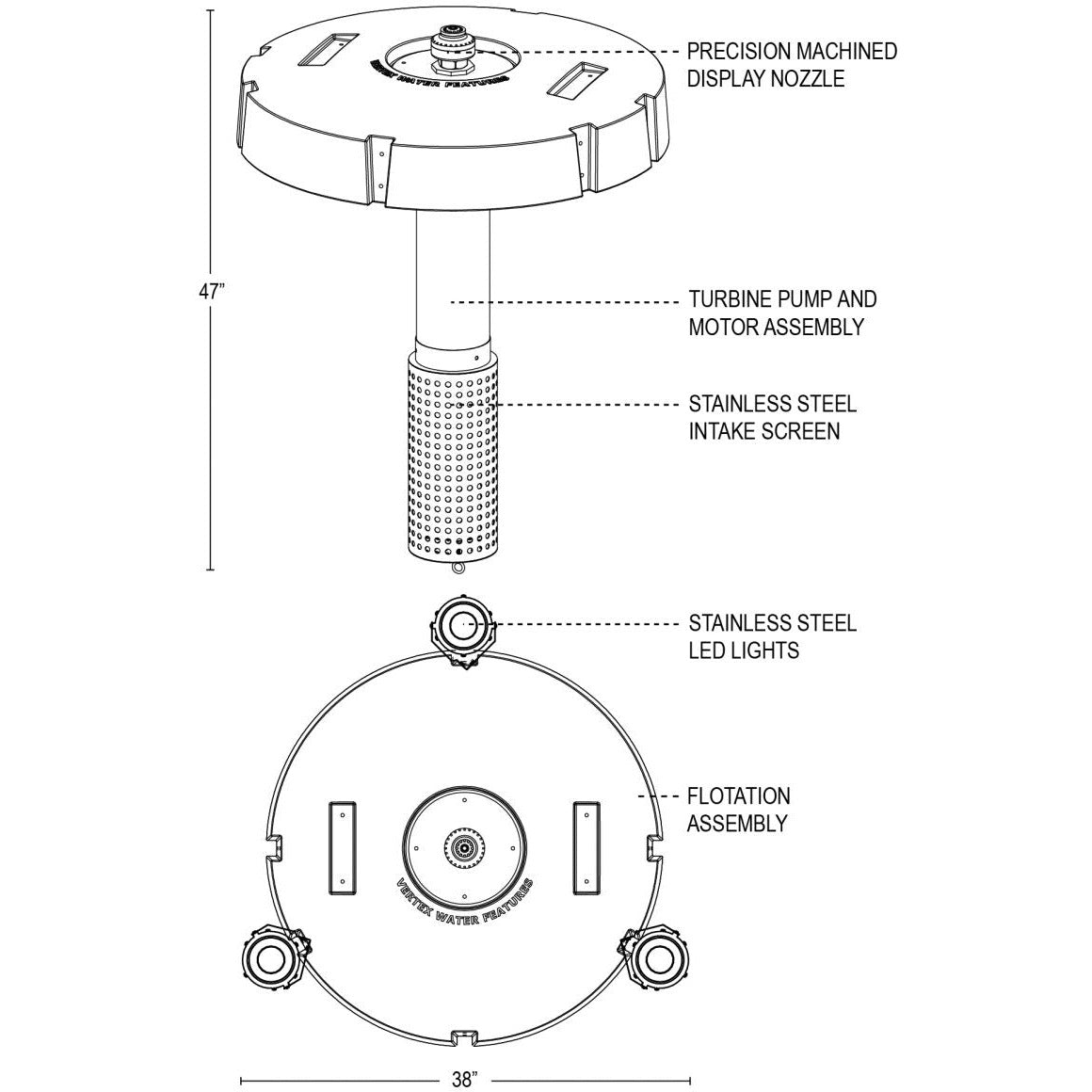 Vertex Vertical FunnelJet Floating Fountain